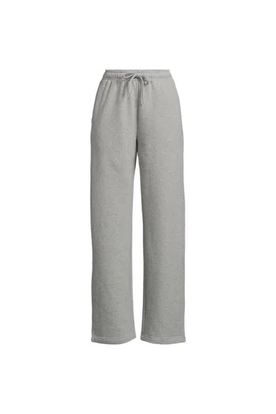 Lands' End Women's Serious Sweats High Rise Relaxed Straight Leg Pants - Set Bottom In Gray