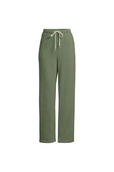 Lands' End Women's Serious Sweats High Rise Relaxed Straight Leg Pants - Set Bottom In Green
