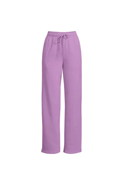 Lands' End Women's Serious Sweats High Rise Relaxed Straight Leg Pants - Set Bottom In Purple