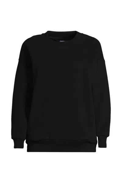 Lands' End Women's Serious Sweats Oversized Long Sleeve Crew Neck Sweatshirt - Set Top In Black