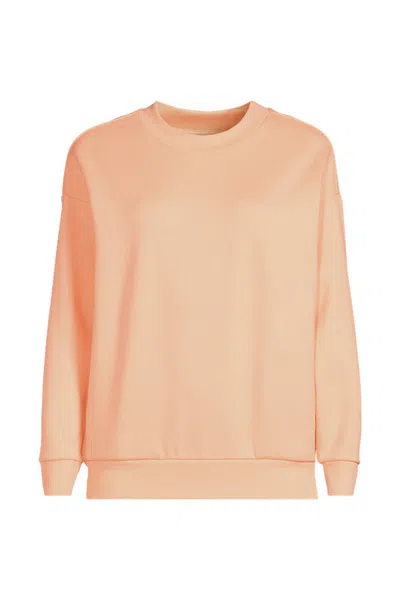 Lands' End Women's Serious Sweats Oversized Long Sleeve Crew Neck Sweatshirt - Set Top In Orange