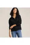 Lands' End Serious Sweats Relaxed Quarter Zip Pullover Sweatshirt In Black