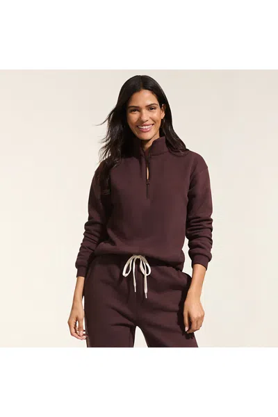 Lands' End Women's Serious Sweats Relaxed Quarter Zip Pullover Sweatshirt In Burgundy