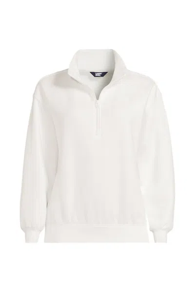 Lands' End Women's Serious Sweats Relaxed Quarter Zip Pullover Sweatshirt In Ivory