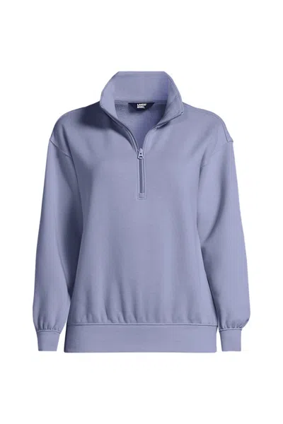Lands' End Women's Serious Sweats Relaxed Quarter Zip Pullover Sweatshirt In Purple