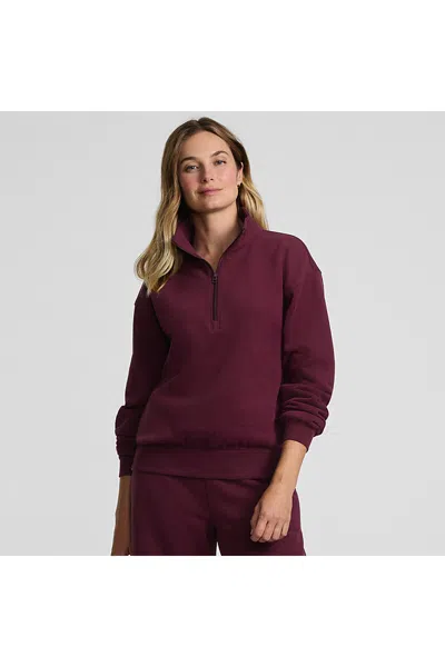 Lands' End Women's Serious Sweats Relaxed Quarter Zip Pullover Sweatshirt In Red