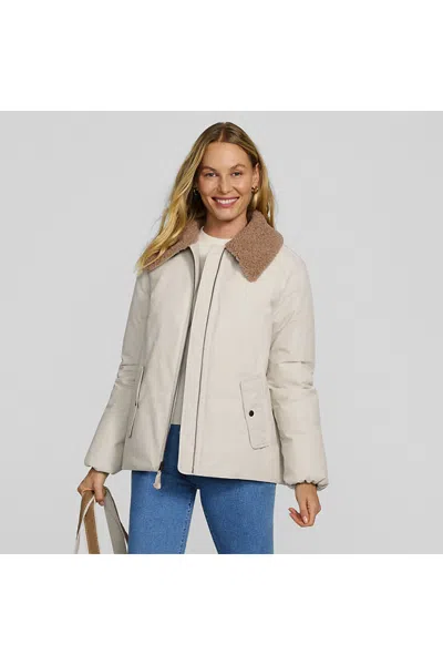 Lands' End Women's Sherpa Collar Insulated Bomber Jacket In Neutral