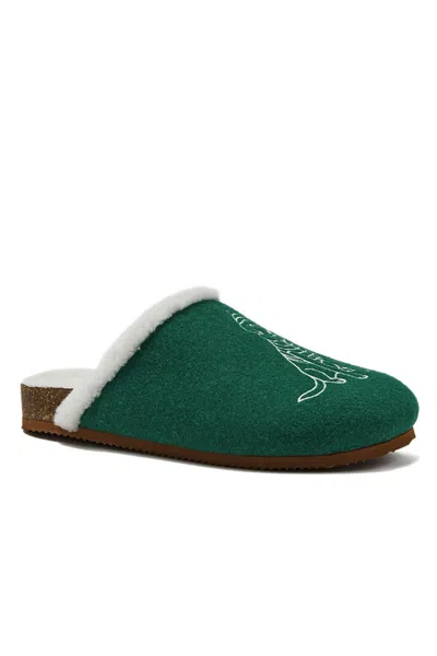 Lands' End Women's Sherpa Lined Clog House Slippers In Green