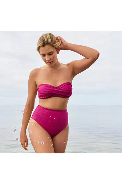 Lands' End Women's Shine High Waisted Bikini Bottoms In Purple