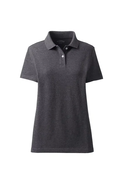 Lands' End Women's Short Sleeve Basic Mesh Polo Shirt In Gray