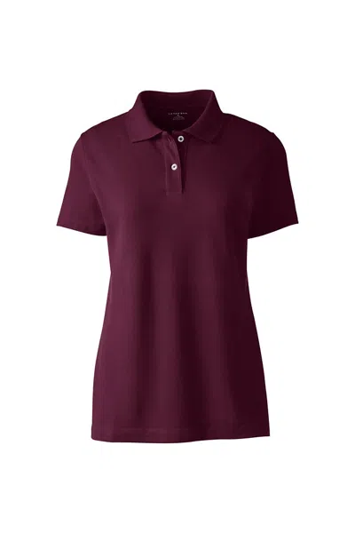 Lands' End Women's Short Sleeve Basic Mesh Polo Shirt In Burgundy