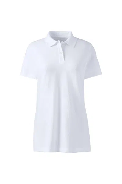 Lands' End Women's Short Sleeve Basic Mesh Polo Shirt In White