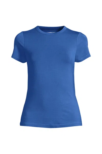 Lands' End Women's Short Sleeve Cooling Crew Neck T-shirt In Blue