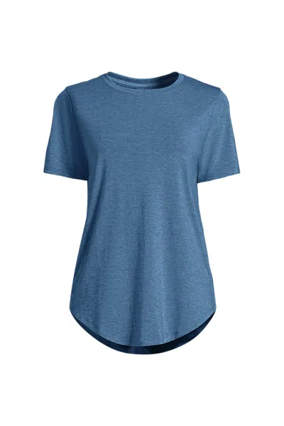 Lands' End Women's Short Sleeve Cooling Performance Tunic Tee In Blue