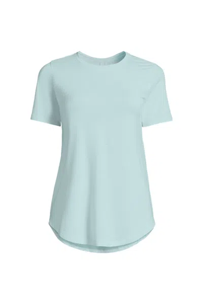 Lands' End Women's Short Sleeve Cooling Performance Tunic Tee In Blue