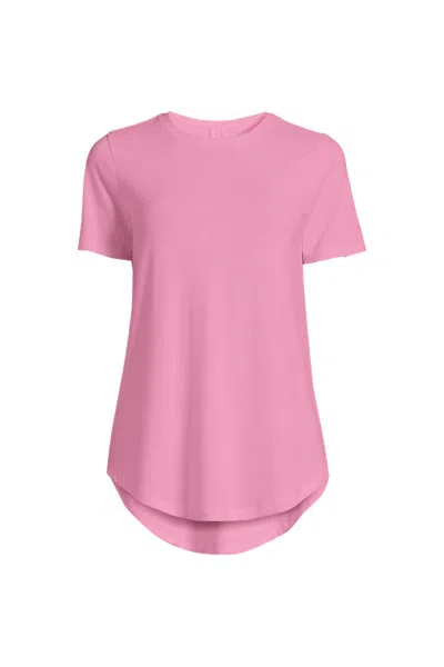 Lands' End Women's Short Sleeve Cooling Performance Tunic Tee In Pink