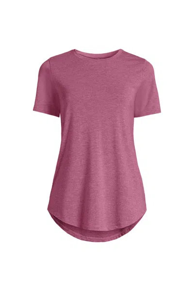 Lands' End Women's Short Sleeve Cooling Performance Tunic Tee In Purple