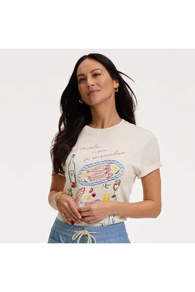 Lands' End Women's Short Sleeve Crew Neck Graphic T-shirt In White