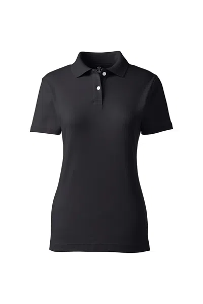 Lands' End Women's Short Sleeve Feminine Fit Interlock Polo Shirt In Black