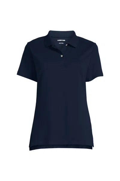 Lands' End Women's Short Sleeve Feminine Fit Interlock Polo Shirt In Blue