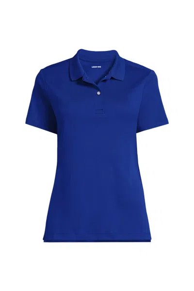Lands' End Women's Short Sleeve Feminine Fit Interlock Polo Shirt In Blue