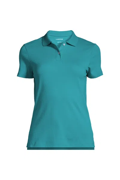 Lands' End Women's Short Sleeve Feminine Fit Interlock Polo Shirt In Blue