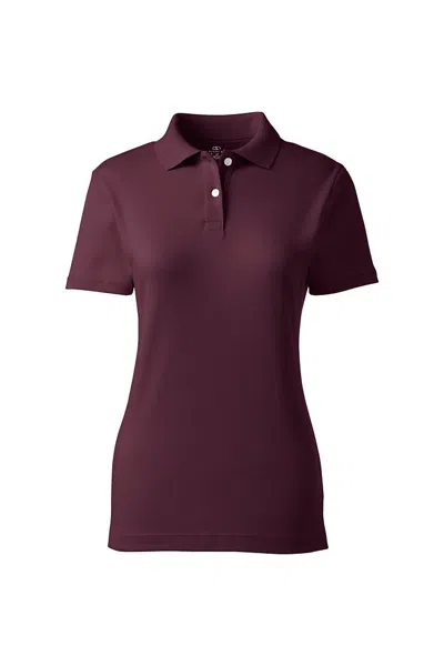Lands' End Women's Short Sleeve Feminine Fit Interlock Polo Shirt In Burgundy