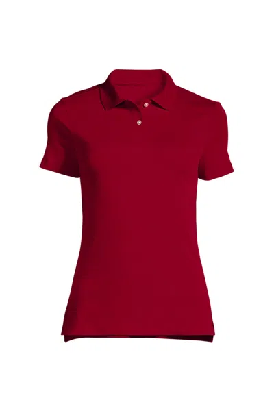 Lands' End Women's Short Sleeve Feminine Fit Interlock Polo Shirt In Red