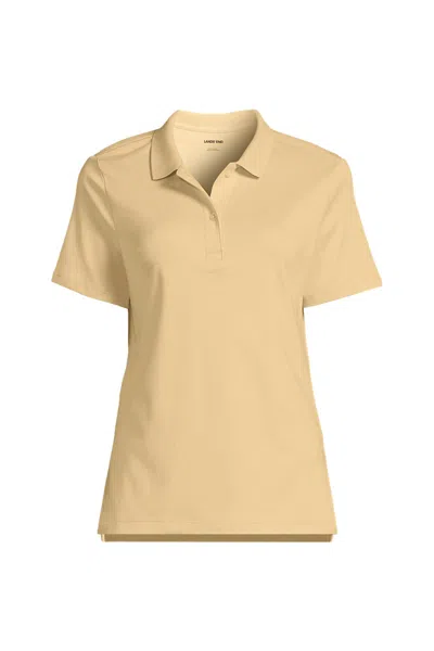 Lands' End Women's Short Sleeve Feminine Fit Interlock Polo Shirt In Yellow