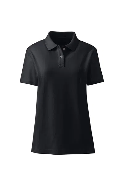 Lands' End Women's Short Sleeve Feminine Fit Mesh Polo Shirt In Black