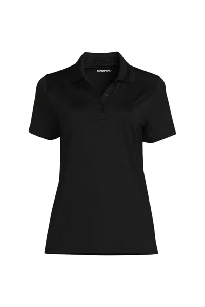 Lands' End Women's Short Sleeve Feminine Fit Rapid Dry Polo Shirt In Black