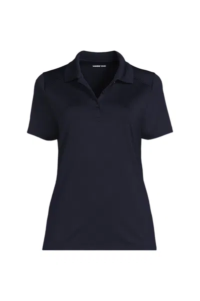 Lands' End Women's Short Sleeve Feminine Fit Rapid Dry Polo Shirt In Blue