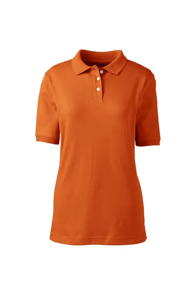 Lands' End Women's Short Sleeve Interlock Polo Shirt In Orange