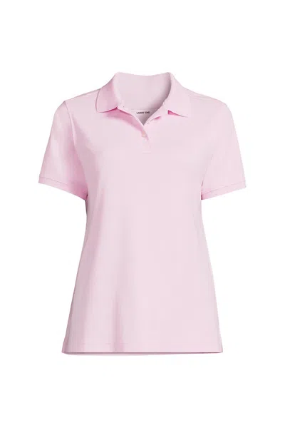 Lands' End Women's Short Sleeve Interlock Polo Shirt In Pink