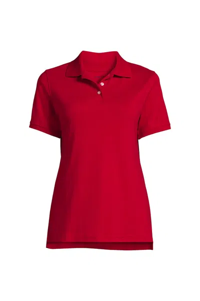 Lands' End Women's Short Sleeve Interlock Polo Shirt In Red