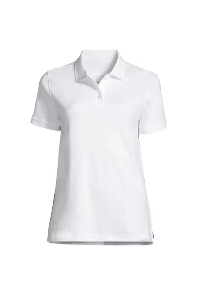 Lands' End Women's Short Sleeve Interlock Polo Shirt In White