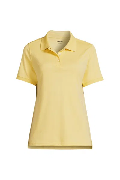 Lands' End Women's Short Sleeve Interlock Polo Shirt In Yellow