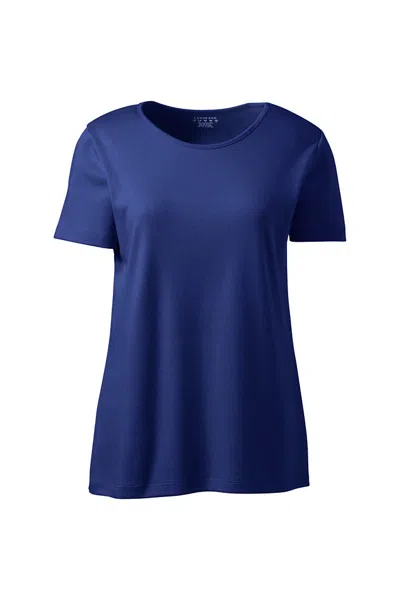 Lands' End Women's Short Sleeve Jewelneck Tee In Blue