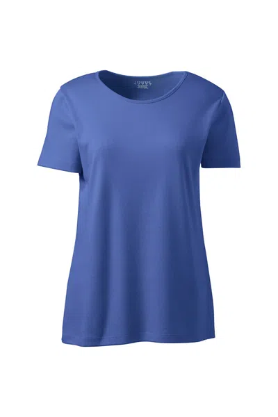Lands' End Women's Short Sleeve Jewelneck Tee In Blue