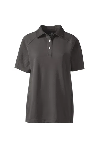Lands' End Women's Short Sleeve Multi Textured Polo In Gray