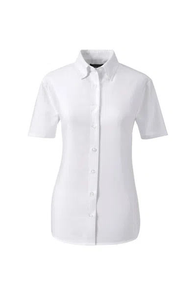 Lands' End Women's Short Sleeve Oxford Dress Shirt In White