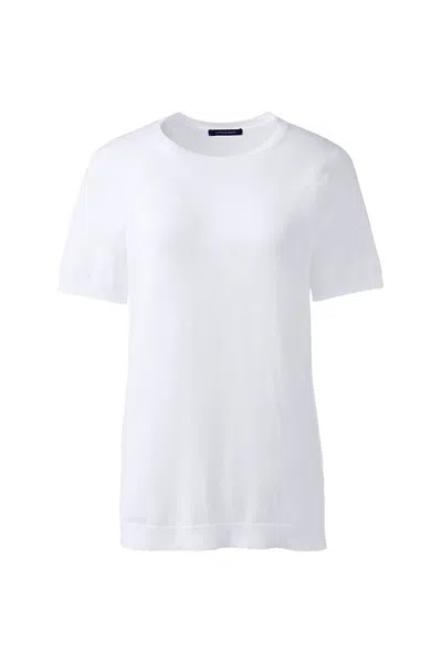 Lands' End Women's Short Sleeve Performance Sweater In White