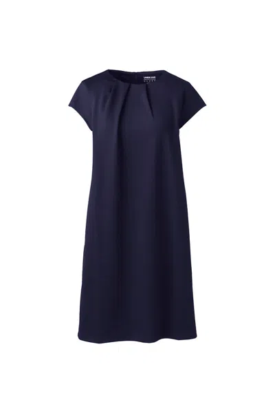 Lands' End Women's Short Sleeve Ponte Dress In Blue