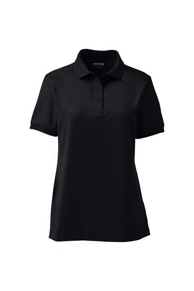 Lands' End Women's Short Sleeve Rapid Dry Polo Shirt In Black