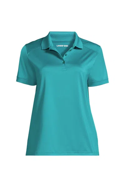 Lands' End Women's Short Sleeve Rapid Dry Polo Shirt In Blue