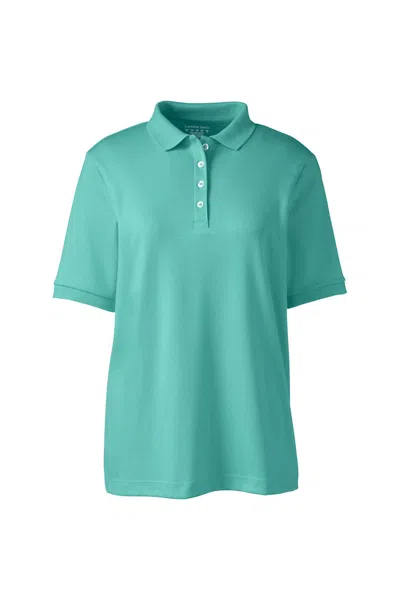Lands' End Women's Short Sleeve Relaxed Fit Banded Pima Polo Shirt In Green