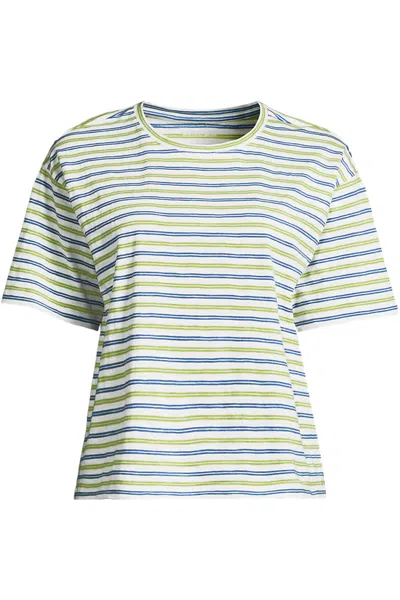 Lands' End Short Sleeve Slub Jersey Cutwork T-shirt In Blue