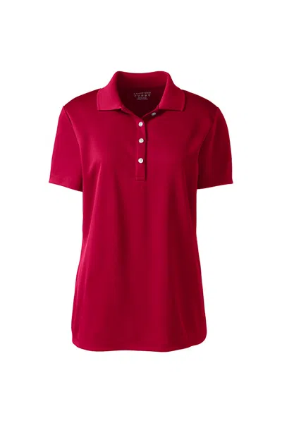 Lands' End Women's Short Sleeve Solid Active Polo In Red
