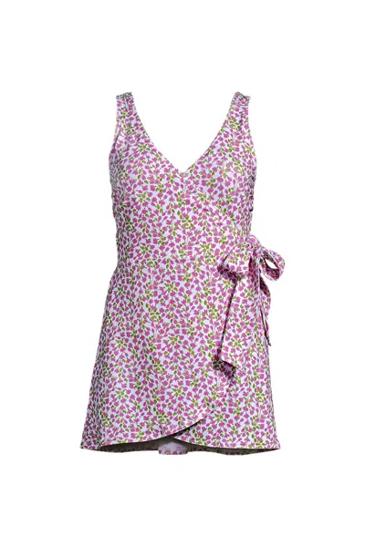 Lands' End Women's Side Tie Mini Swim Dress Swimsuit In Multi