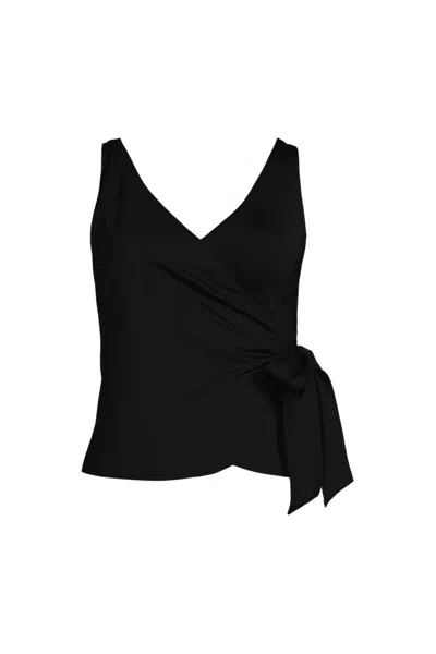 Lands' End Women's Side Tie Tankini Top In Black